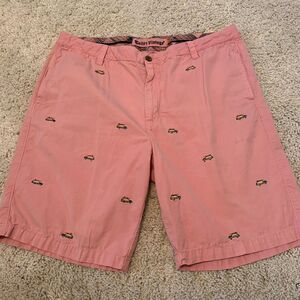 Taylor Vintage Shorts Mens Size 40 Woodie Car Print Soft Pink Chino Surf Theme